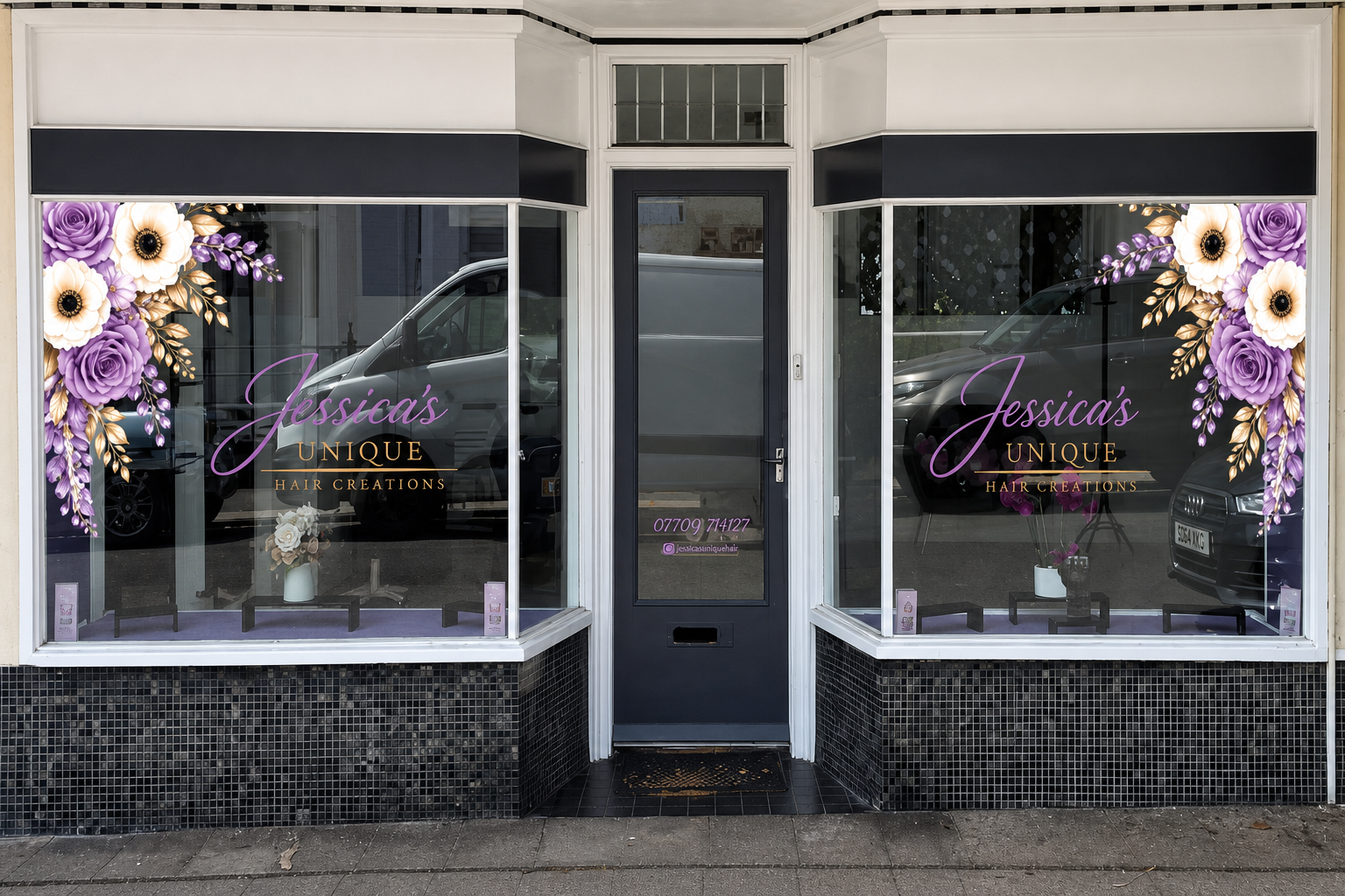 Front of Jessica's Unique Hair Creations salon on Roseville Street